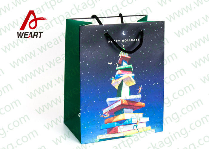 CMYK Printing Holiday Christmas Paper Bags For Candy Shop OEM / ODM Avaliable