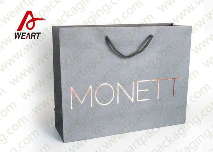 Grey Base Cosmetics Packaging Plain Paper Gift Bags , Bright Custom Goodie Bags